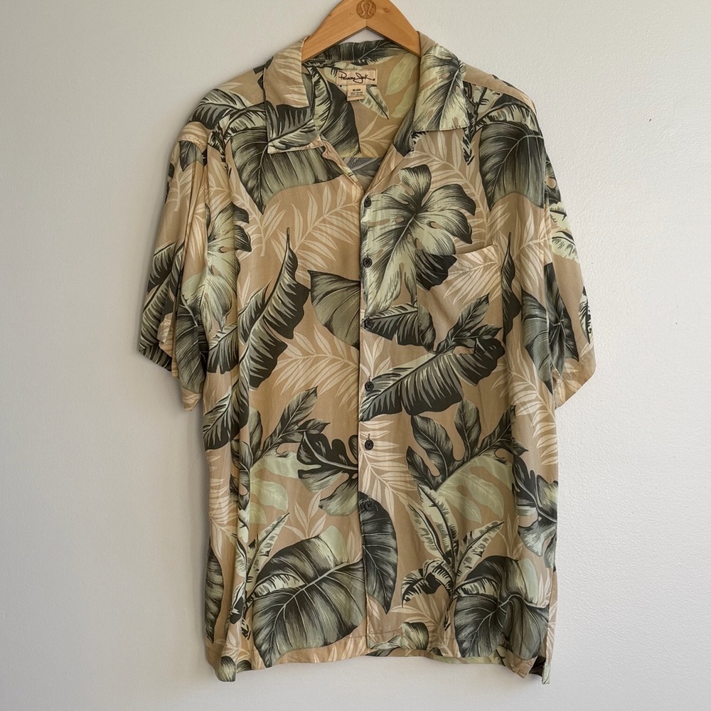 Panama Jack Tropical Leaf Print Rayon Camp Shirt Men’s XL